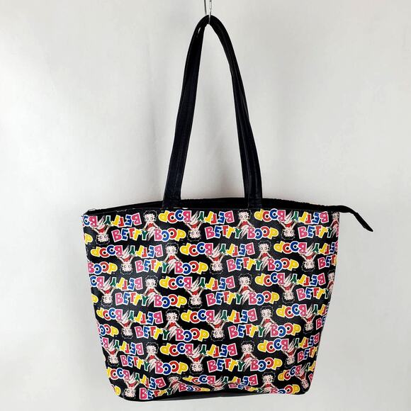 Vintage Betty Boop Lg Tote Cartoon Multicolor Logo Canvas Cosplay Shoulder Bag - Picture 3 of 9
